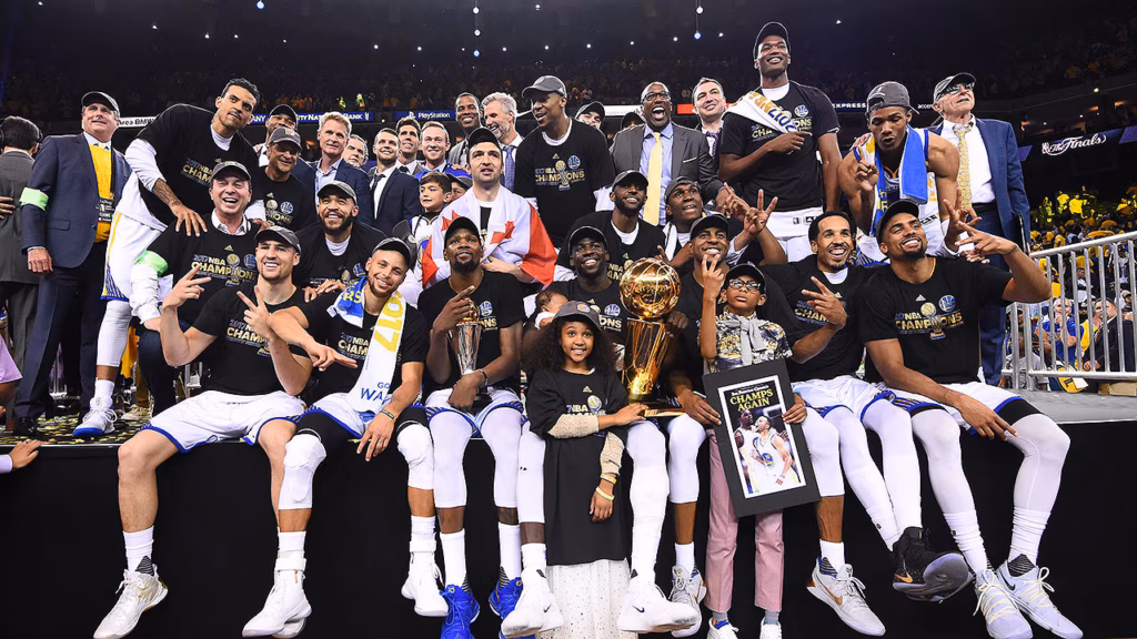 NBA team celebration winning game