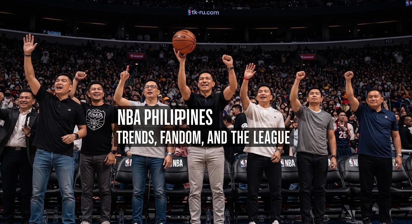 Filipino basketball fans at a vibrant NBA watch party in team colors reacting to a game