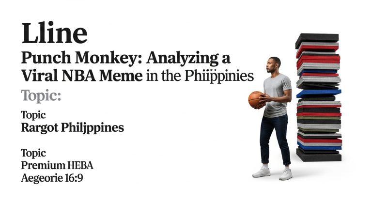 Cartoon monkey punching a basketball toward a hoop on an NBA-style court with Philippine flag colors.
